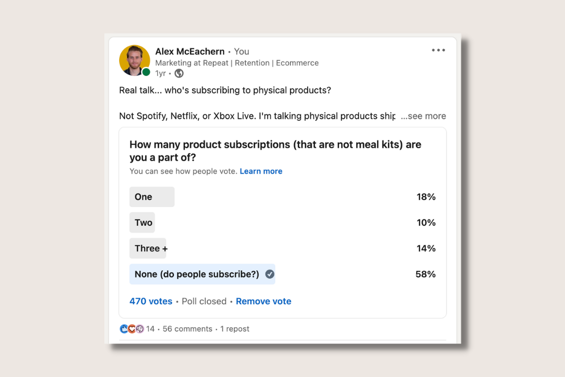 How many physical products is the average person subscribed to?