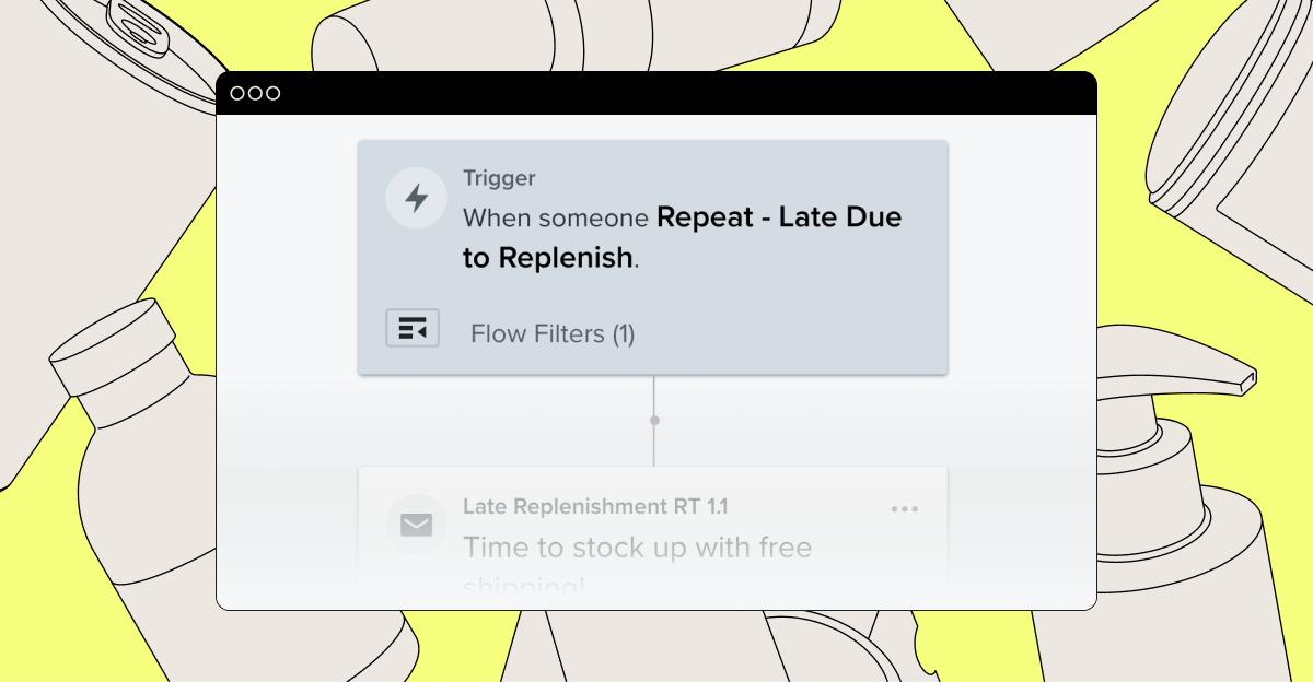 Repeat's Late Replenishment Trigger seen inside a Klaviyo flow